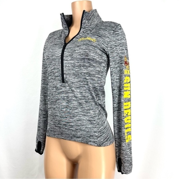 Victorias Secret PINK Sz XS Grey Sun Devils ASU Collegiate 1/2 Zip Pullover Top - Picture 1 of 10